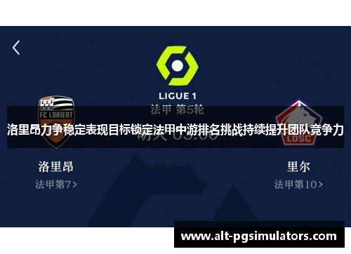 洛里昂力争稳定表现目标锁定法甲中游排名挑战持续提升团队竞争力 洛里昂力争稳定表现目标锁定法甲中游排名挑战持续提升团队竞争力