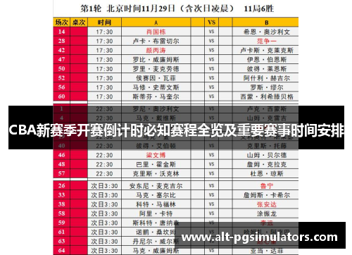 CBA新赛季开赛倒计时必知赛程全览及重要赛事时间安排 CBA新赛季开赛倒计时必知赛程全览及重要赛事时间安排
